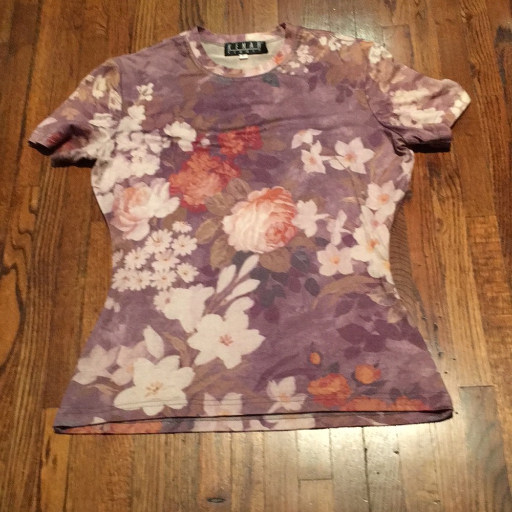 Kenar Studio floral stretch blouse short sleeve L